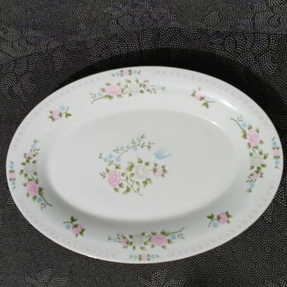 Oval Serving Platter Crown Ming Jian 14"